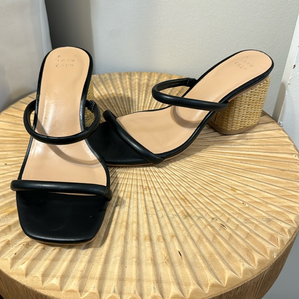 A New Day Black Block Heel Sandal